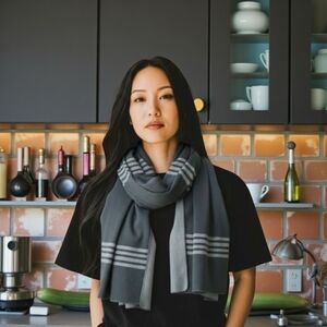 Elegant Grey, Black and White Cape/Scarf